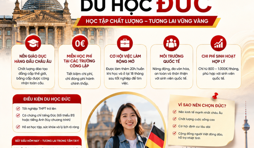 DU HỌC ĐỨC 2026: MIỄN HỌC PHÍ, ĐIỀU KIỆN VÀ CHI PHÍ MỚI NHẤT